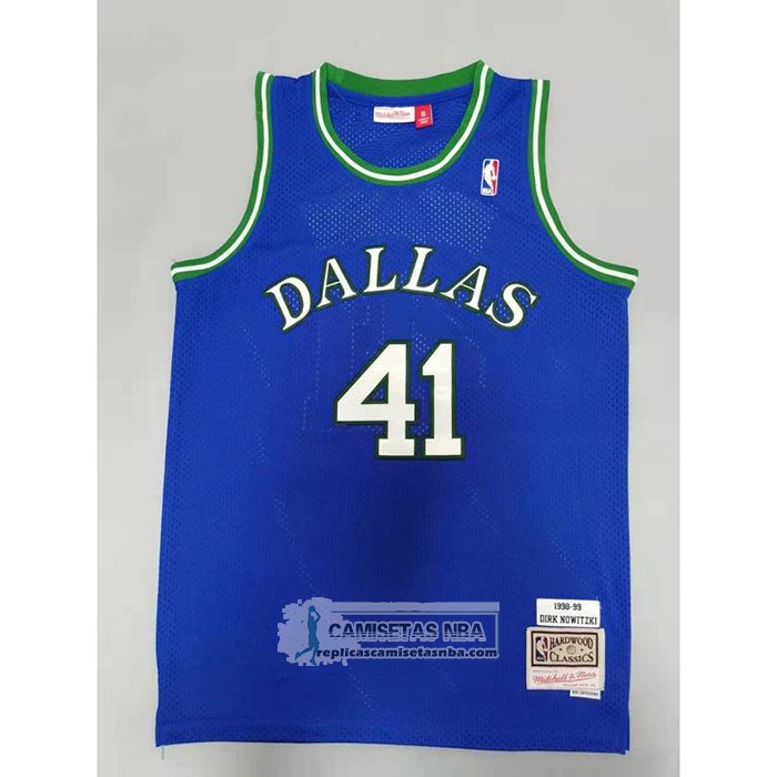 Camiseta Dallas Mavericks Dirk Nowitzki NO 41 Mitchell & Ness 1998-99 Azul